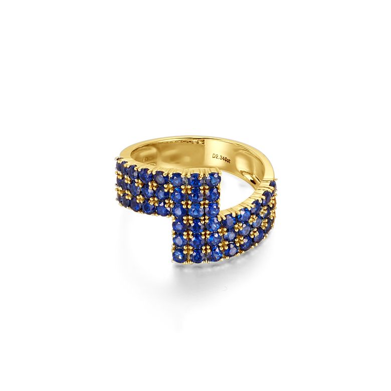 Anello Enlace Moi - Oro Giallo e Pavé Zaffiri Blu - 3