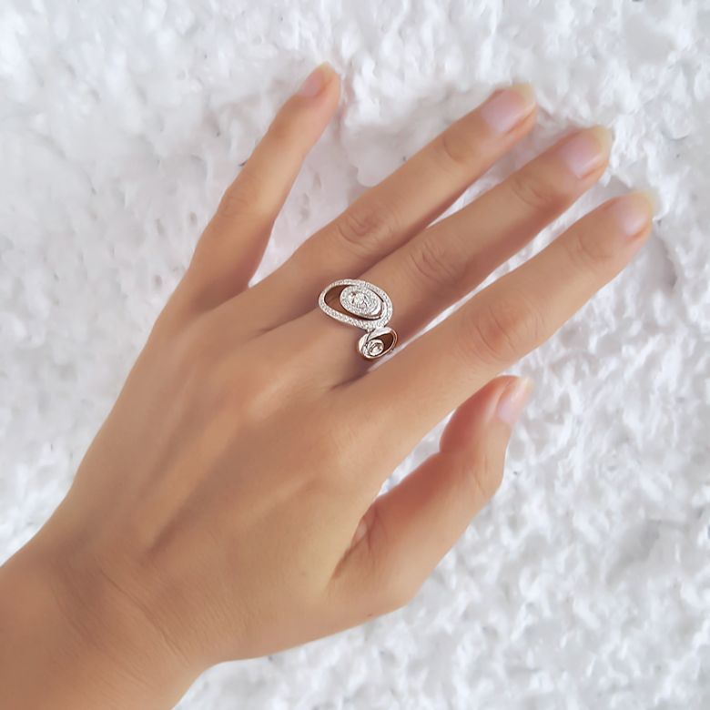 Anello Donna - Oro bianco 3.90gr - Diamanti 0.280ct - 4