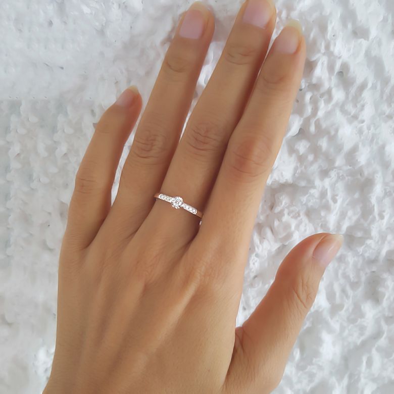 Anello Solitario Composto Portami - Oro Bianco & Diamanti | Gemperles - 6