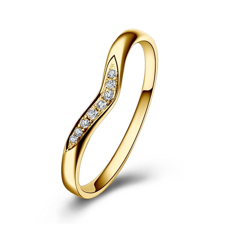 Fede Ondulata Élysée - Oro Giallo & Diamanti Incastonati | Gemperles - 1