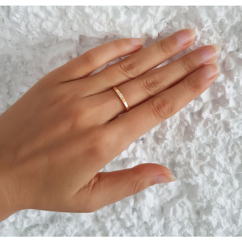 Fede Nuziale Classica Glenna - Oro Giallo e Diamante - 2