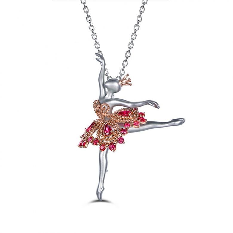 Ciondolo Princesse Ballerina - Broche Oro bianco - Rubini - 1