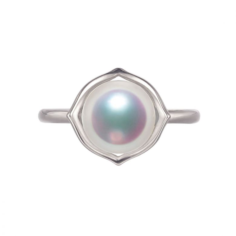 Anello Coco - Oro Bianco e Perla Akoya Giappone - 1