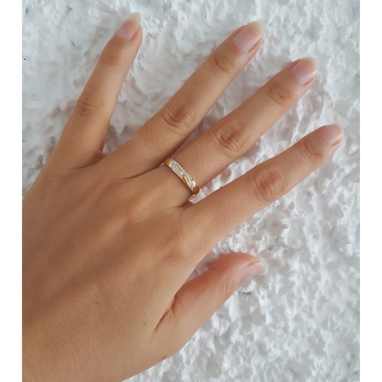 Fede Nuziale da Donna Grâce - Oro Giallo e Diamanti - 3