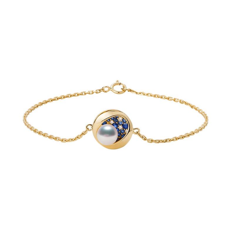 Braccialetto perla Akoya Seiza. Diamanti, zaffiri, Oro giallo I Gemperles - 5