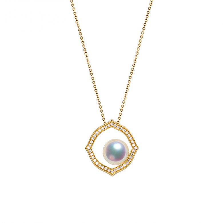 Ciondolo Coco - Oro Giallo 18k, Diamanti e Perla Akoya - 1