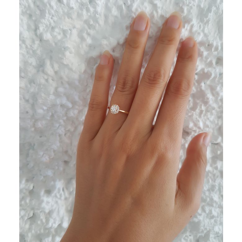 Anello Solitario Composto Cuore Screziato - Oro Giallo & Diamanti | Gemperles - 6
