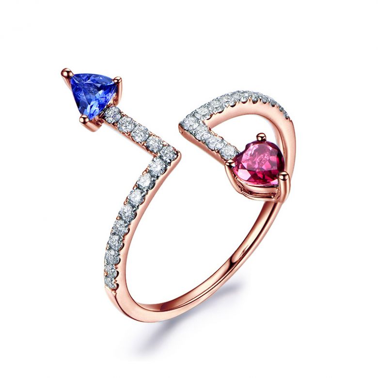 Anello Autre moi. Oro rosa, diamanti, Zaffiri - 1