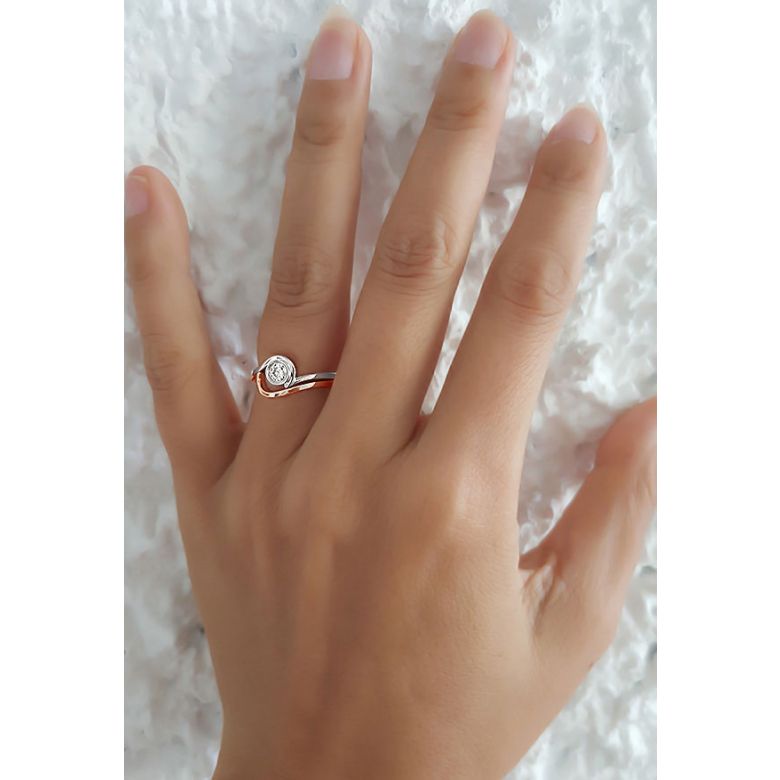 Anello di Fidanzamento Vicenza - Doppio Anello in Oro 18ct & Diamante Solitario | Gemperles - 4