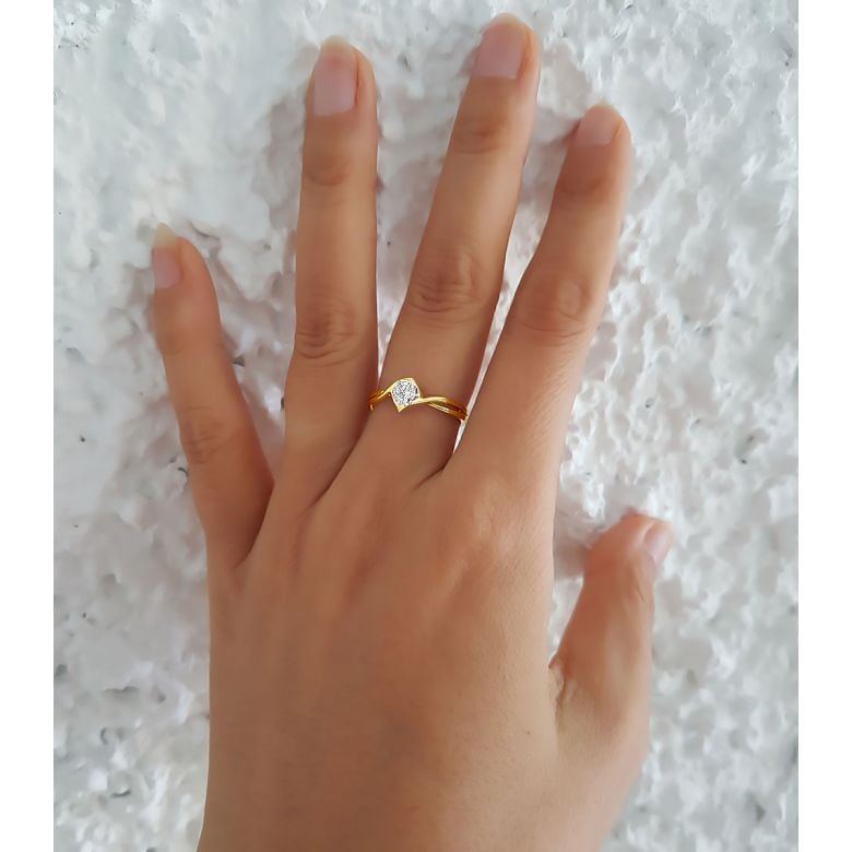 Anello di Fidanzamento A Jeanne - Oro Giallo e Diamante Solitario - 6