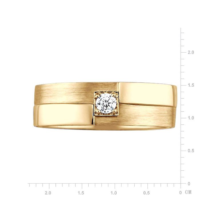 Anello Uomo. Oro giallo lucidato / spazzolato. Diamante 0.105ct | Edgar - 2