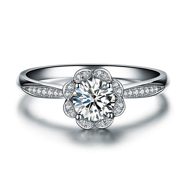Anello solitario con diamante in oro bianco - Jasmin étoilé - 2