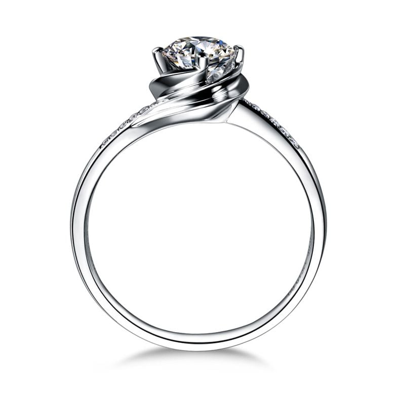 Anello di Fidanzamento Rose Vertige - Diamante Solitario Composto & Oro Bianco | Gemperles - 4
