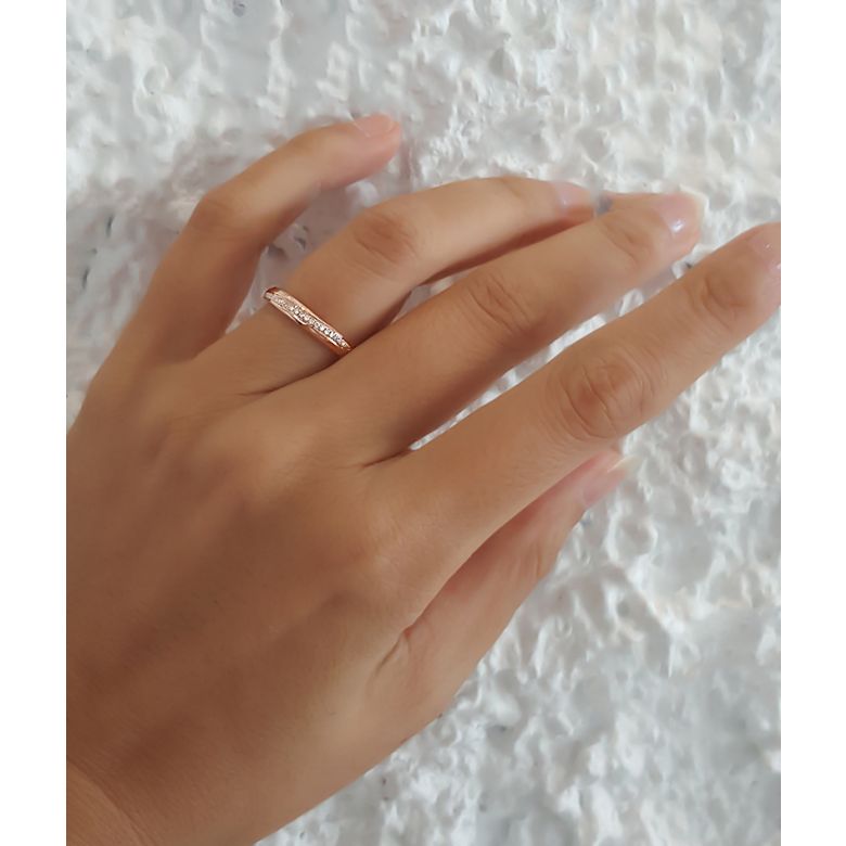 Fede Nuziale da Donna Aurelia - Oro Rosa e Diamanti - 1