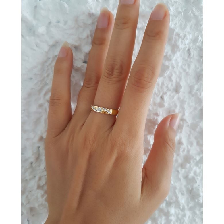 Fede Nuziale da Donna Grâce - Oro Giallo e Diamanti - 2