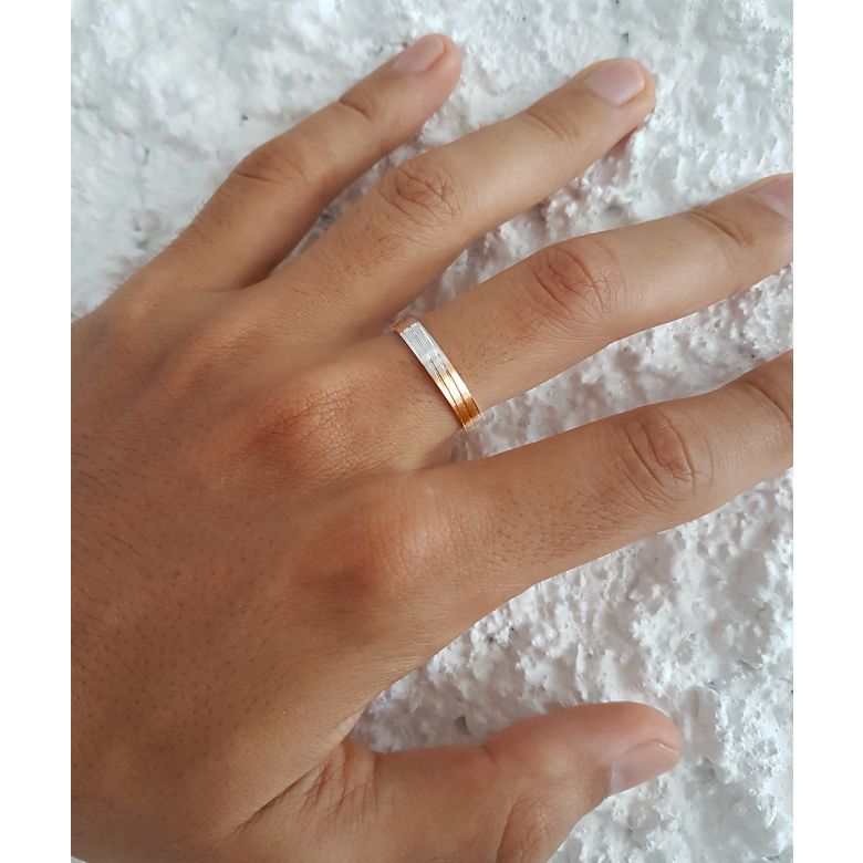 Fede Uomo - 2 Ori 4.00gr - Diamanti 0.018ct - 2