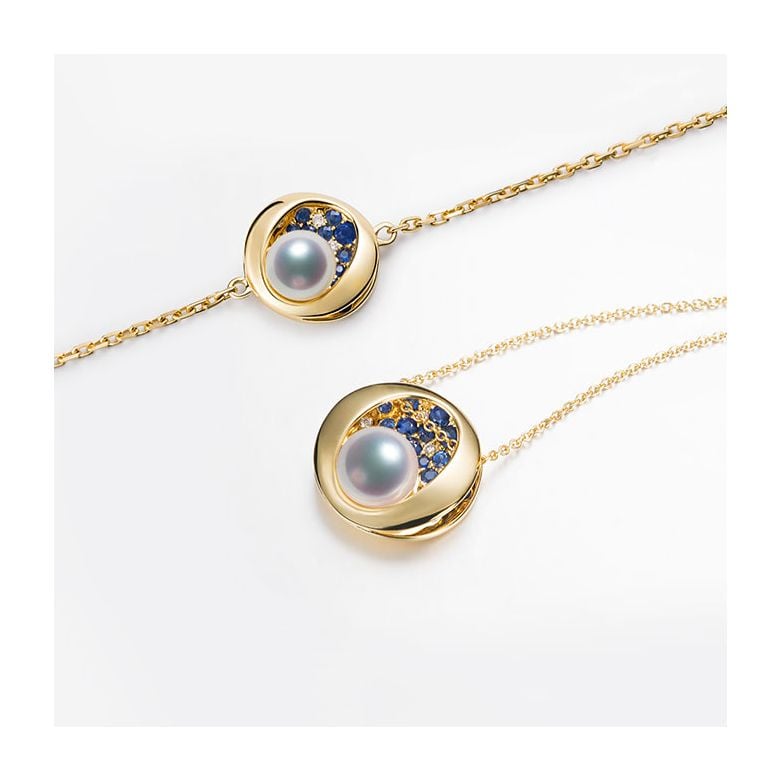 Braccialetto perla Akoya Seiza. Diamanti, zaffiri, Oro giallo I Gemperles - 3