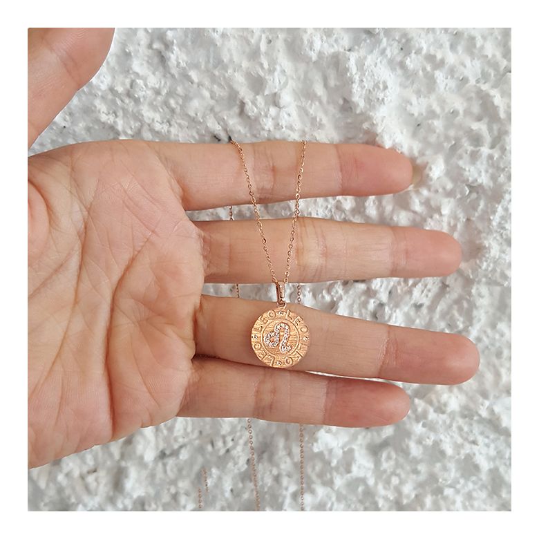 Ciondolo Leo (Leone) - Oro Rosa e Diamanti - 3
