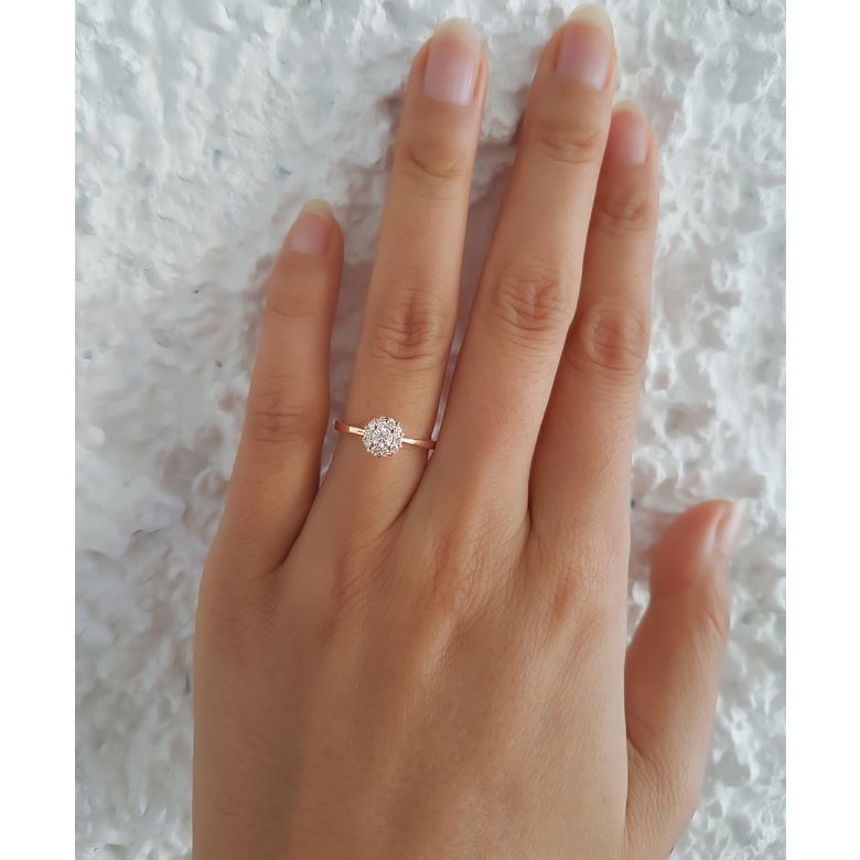 Anello Solitario Composto Cuore Screziato - Oro Giallo & Diamanti | Gemperles - 4
