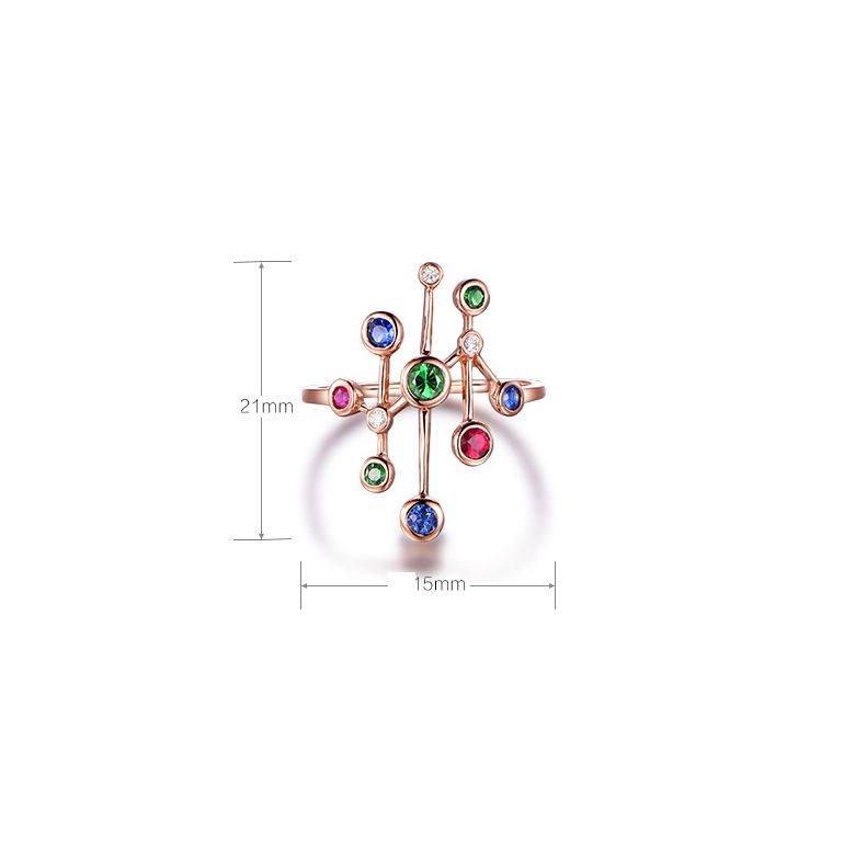 Anello Oro rosa, pietre preziose. Gocce d'amore - 12