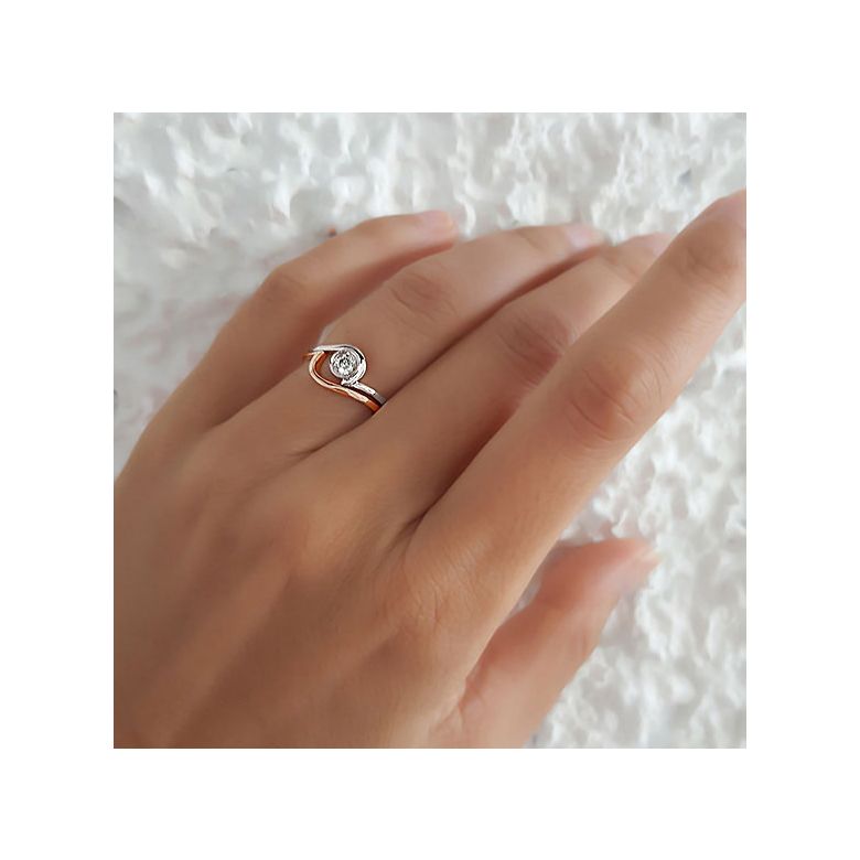 Anello di Fidanzamento Vicenza - Doppio Anello in Oro 18ct & Diamante Solitario | Gemperles - 12