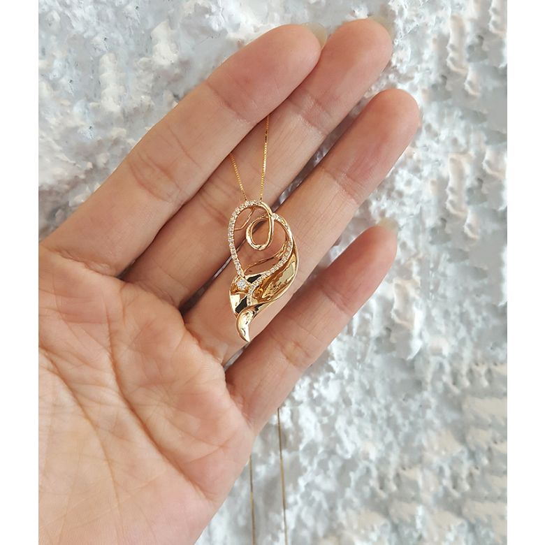 Ciondolo - Oro rosa 3.80gr - Diamanti 0.280ct - 3