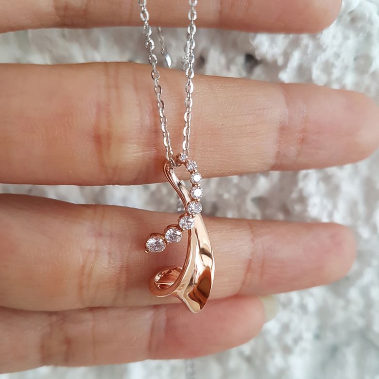 Ciondolo - Oro rosa 2.14gr - Diamanti 0,290ct - 2