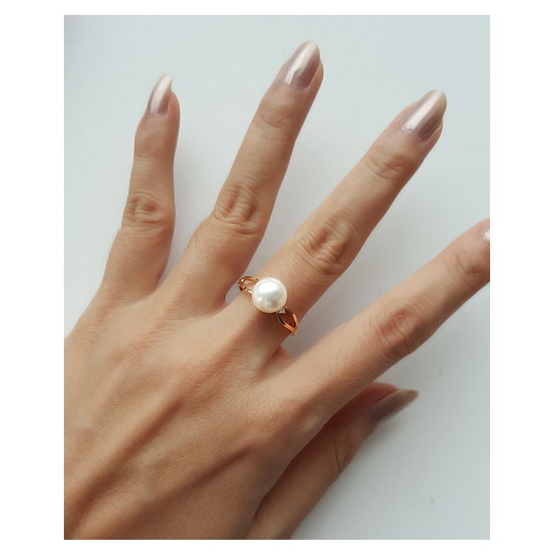Anello Akina - Oro Giallo, Diamanti e Perla Akoya - 2