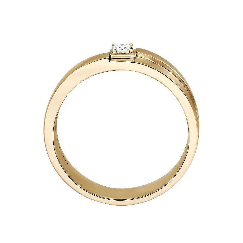 Anello Uomo. Oro giallo lucidato / spazzolato. Diamante 0.105ct | Edgar - 4