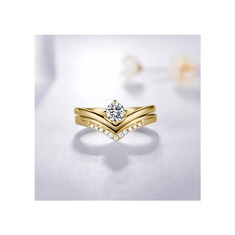Anello di Fidanzamento Wonder Woman - Diamante Solitario Composto & Oro Giallo | Gemperles - 5