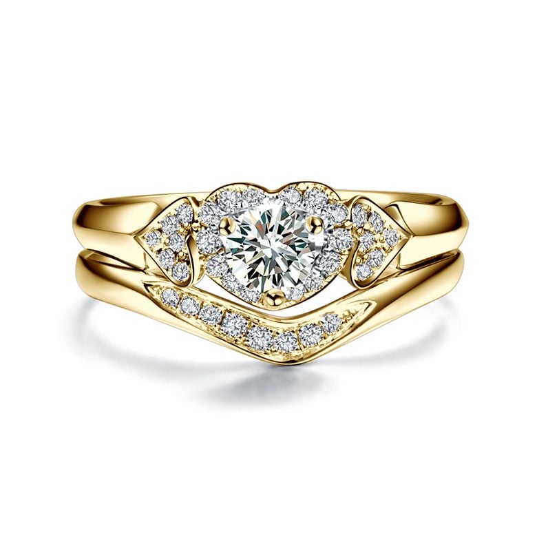 Fede Ondulata Élysée - Oro Giallo & Diamanti Incastonati | Gemperles - 3