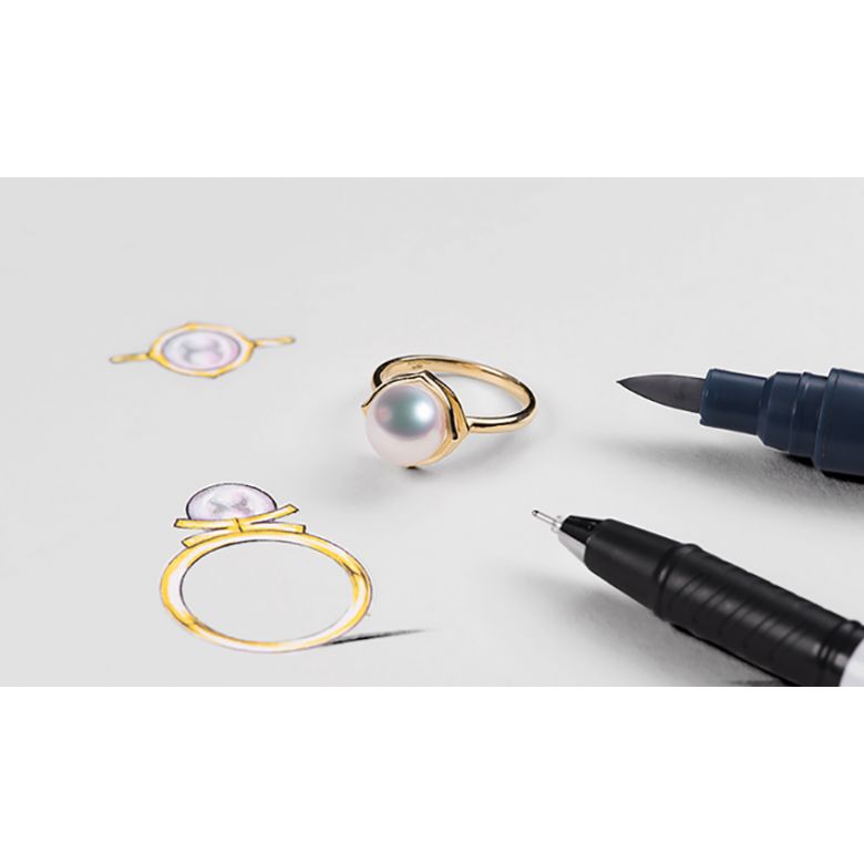 Anello Coco - Oro Bianco e Perla Akoya Giappone - 5