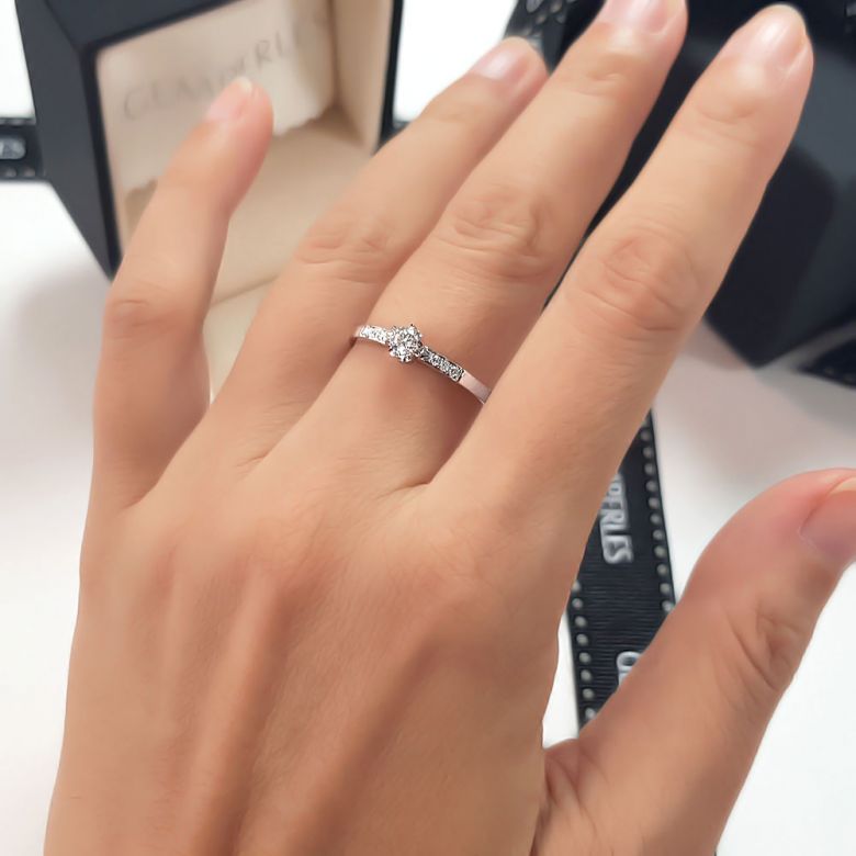 Anello Solitario Composto Portami - Oro Bianco & Diamanti | Gemperles - 7