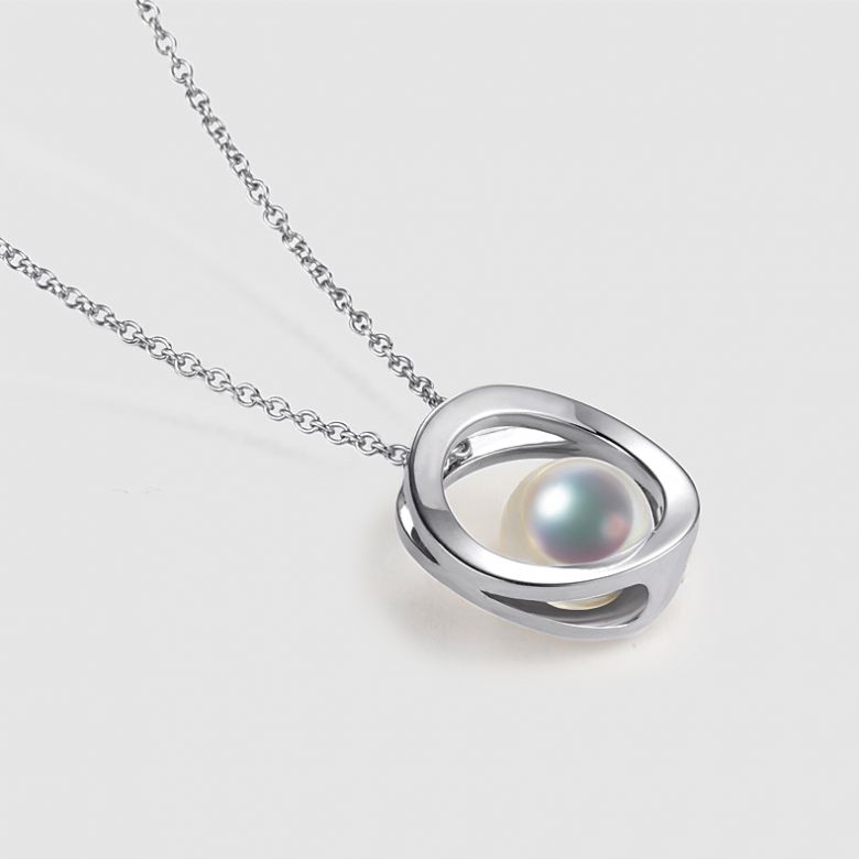 Ciondolo e Orecchini Himiko. Perle Akoya, Oro bianco, diamanti. - 3