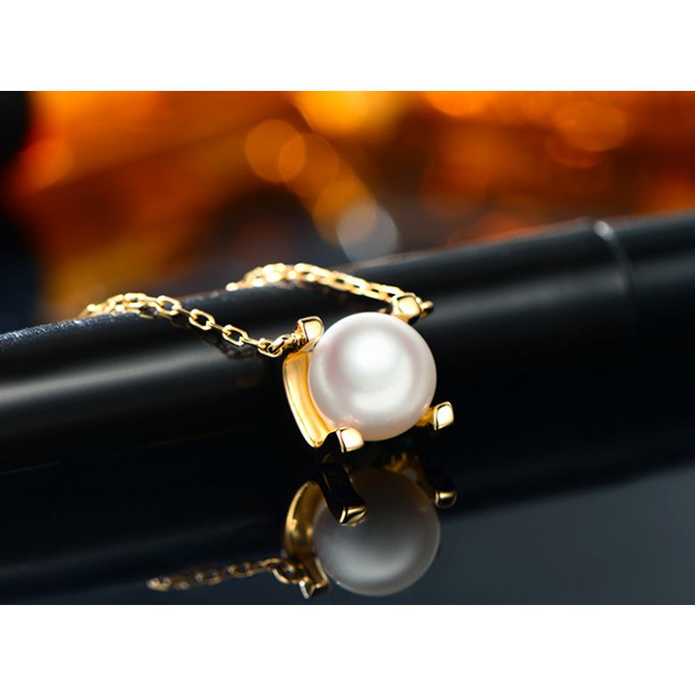 Ciondolo Morita - Oro Giallo e Perla Akoya Bianca - 7