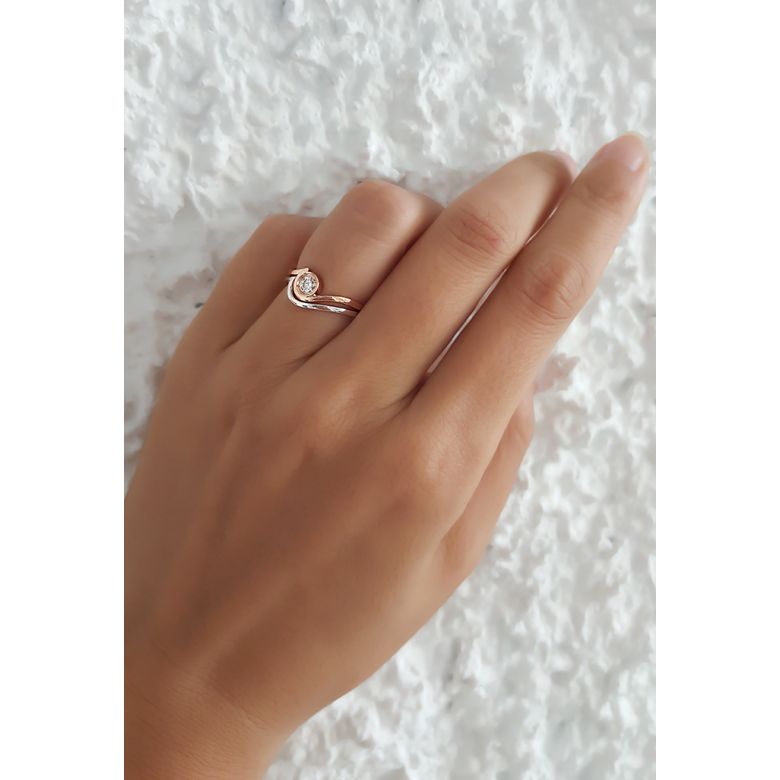 Anello di Fidanzamento Vicenza - Doppio Anello in Oro 18ct & Diamante Solitario | Gemperles - 7