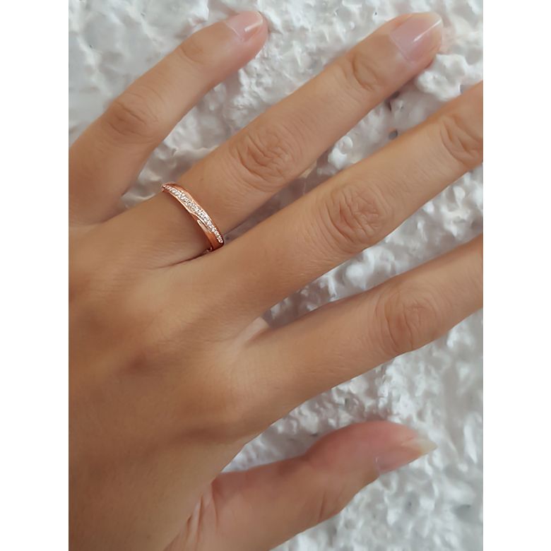 Fede Nuziale da Donna Aurelia - Oro Rosa e Diamanti - 5