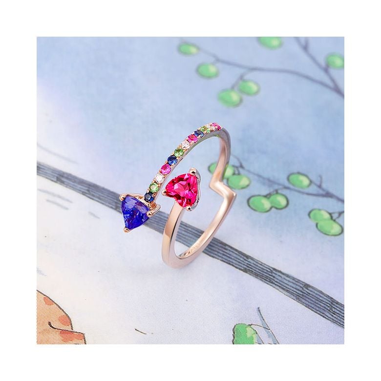 Anello signaux inversés. Oro rosa, Zaffiri - 6