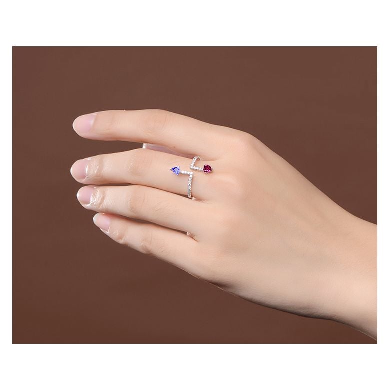 Anello Autre moi. Oro bianco, diamanti, Zaffiri - 5