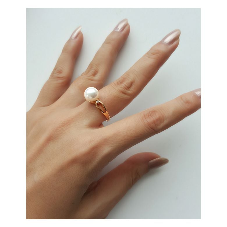 Anello Akina - Oro Giallo, Diamanti e Perla Akoya - 6