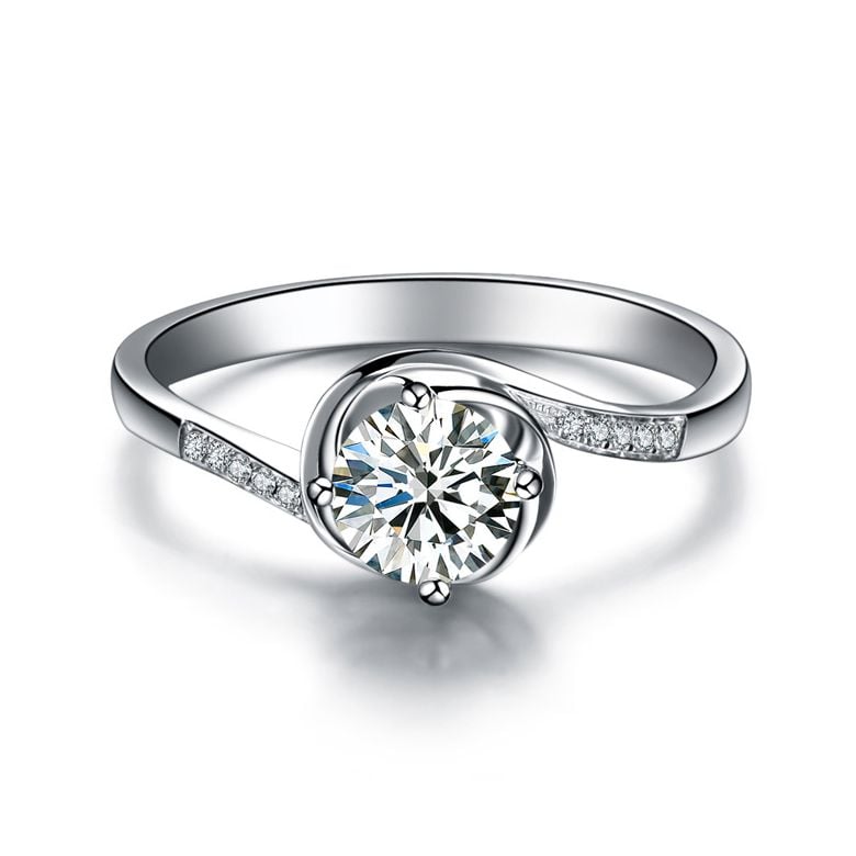 Anello di Fidanzamento Rose Vertige - Diamante Solitario Composto & Oro Bianco | Gemperles - 3
