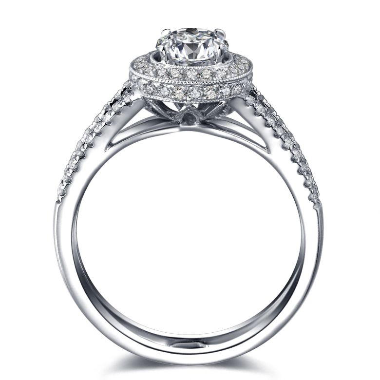 Anello di Fidanzamento Dahlia - Oro Bianco Lucido e Diamanti VS/G | Gemperles - 2