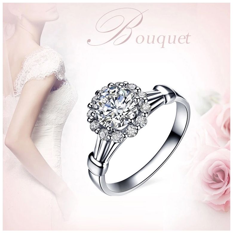 Anello di fidanzamento solitario accompagnato, sormontato diamanti - 0.38ct - 2