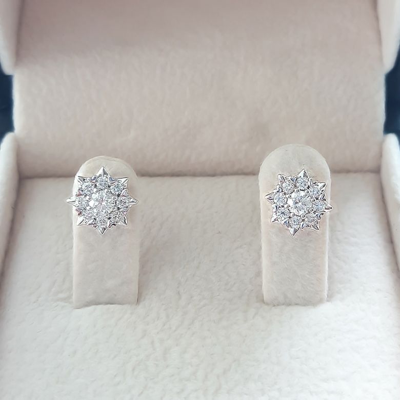 Orecchini meravigliosa. Oro bianco, diamanti 0.26ct - 8