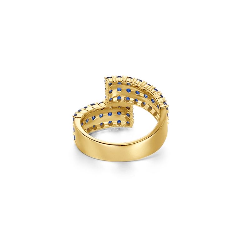 Anello Enlace Moi - Oro Giallo e Pavé Zaffiri Blu - 4
