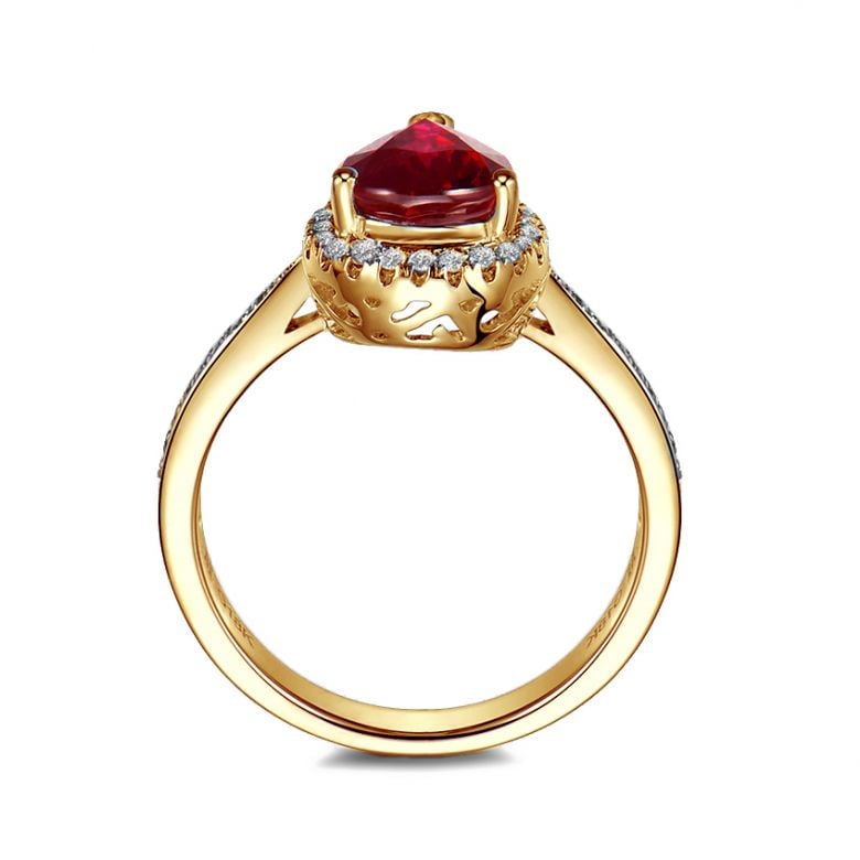 Anello Contessa - Oro Giallo, Rubino Pera & Diamanti - 8