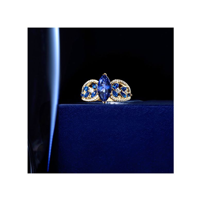 Anello Madre Natura - Zaffiro blu - Oro giallo, diamante - 5