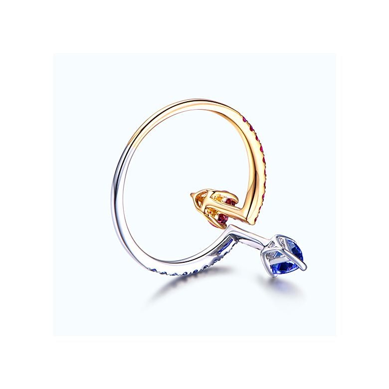 Anello Univers parallèles. Oro bianco, giallo e pietre preziose - 7