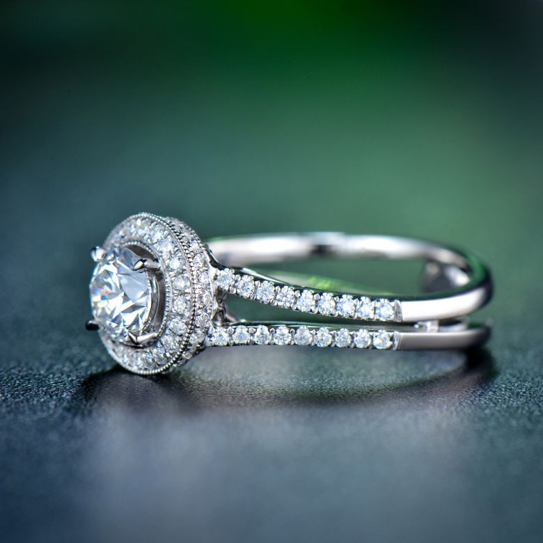 Anello di Fidanzamento Dahlia - Oro Bianco Lucido e Diamanti VS/G | Gemperles - 7