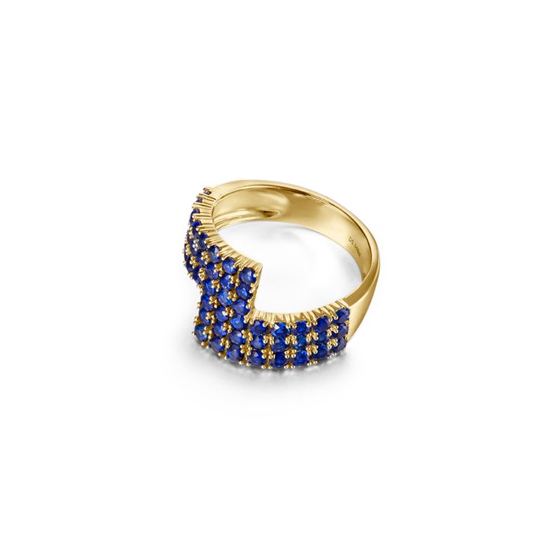 Anello Enlace Moi - Oro Giallo e Pavé Zaffiri Blu - 6